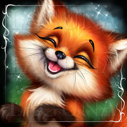 Close-up of a happy cartoon fox.