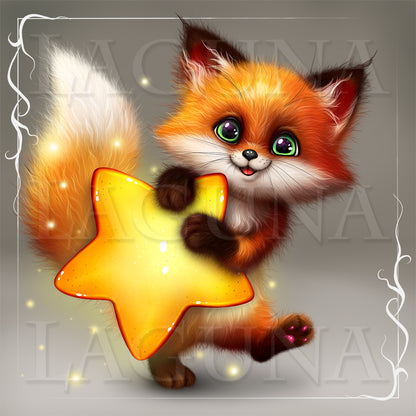 Cartoon fox holding a star #kawaii #foxat #digitaldrawing #cutecartoonanimals