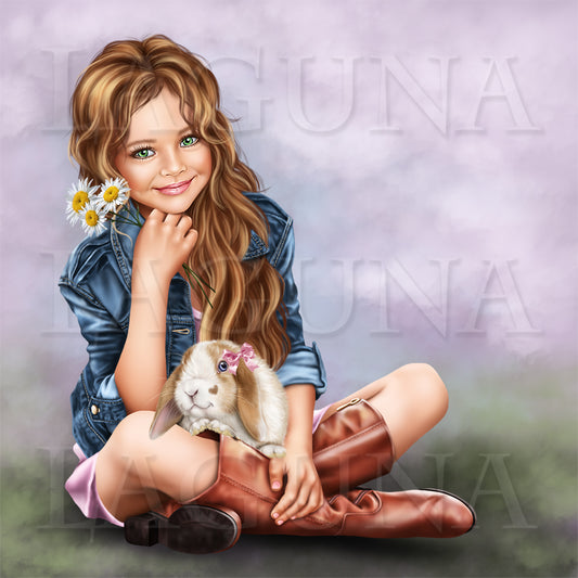 Girl with a Lop Bunny