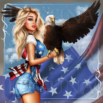 Girl with IceCream and Eagle