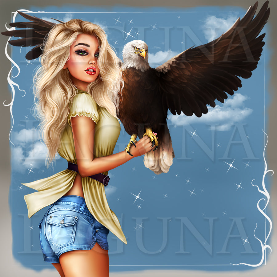 Girl with IceCream and Eagle