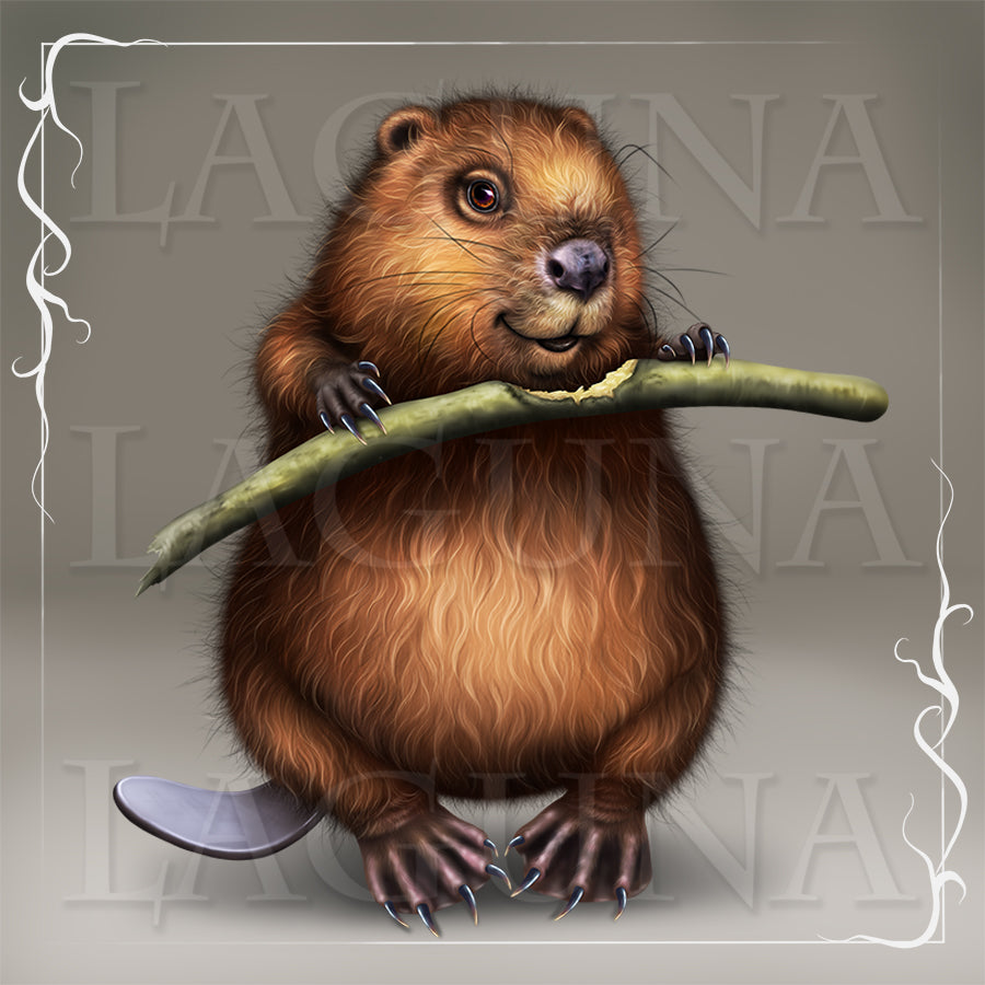 Halloween Beaver with Broomstick