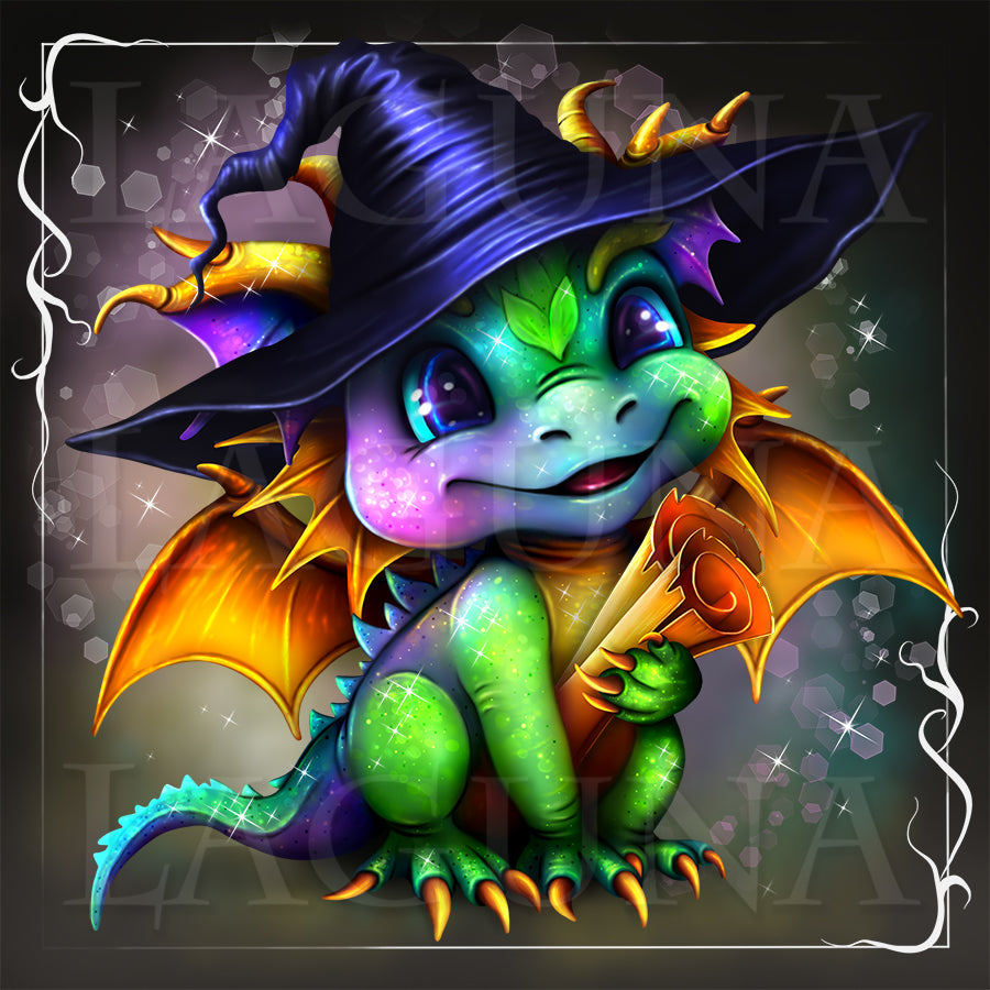 Halloween Dragon with Parchments