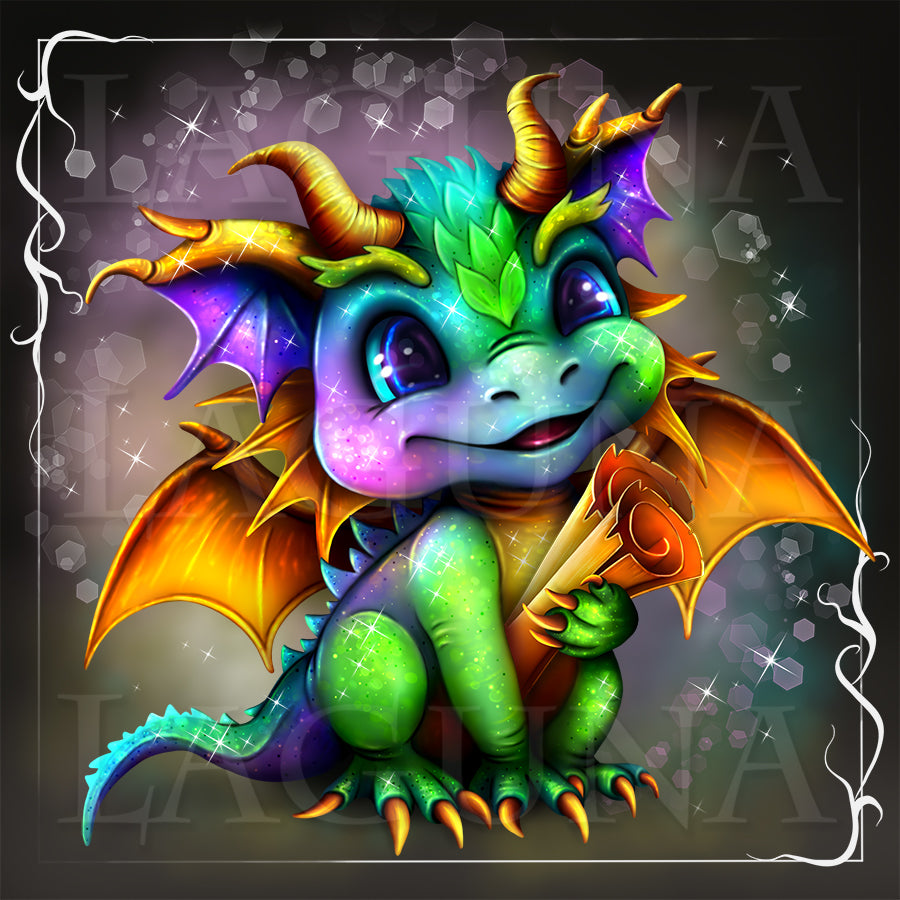 Halloween Dragon with Parchments