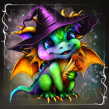 Halloween Dragon with Parchments