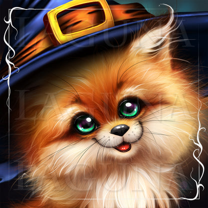 Halloween Fox Riding a Broom