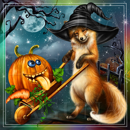 Halloween Fox with Pumpkin