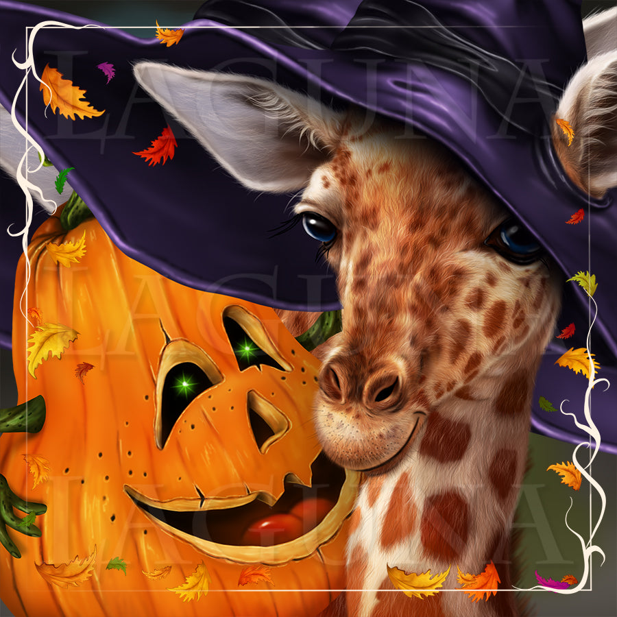 Halloween Giraffe and Pumpkin