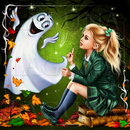 Halloween Girl and Ghost