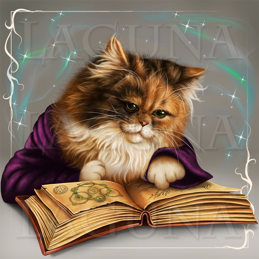Halloween Kitty and Mouse Reading a Book