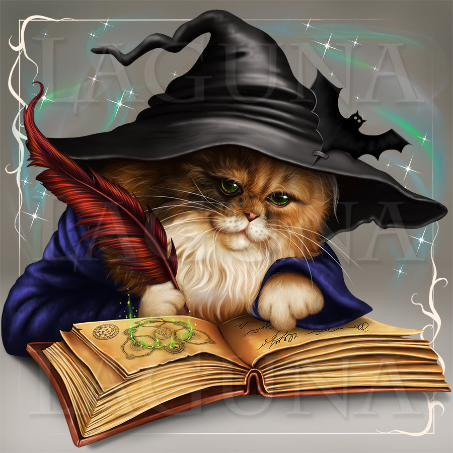 Halloween Kitty and Mouse Reading a Book