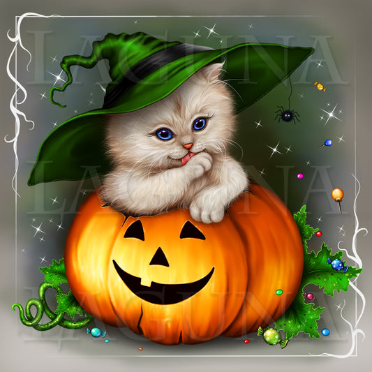 Halloween Kitty in Pumpkin