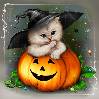 Halloween Kitty in Pumpkin