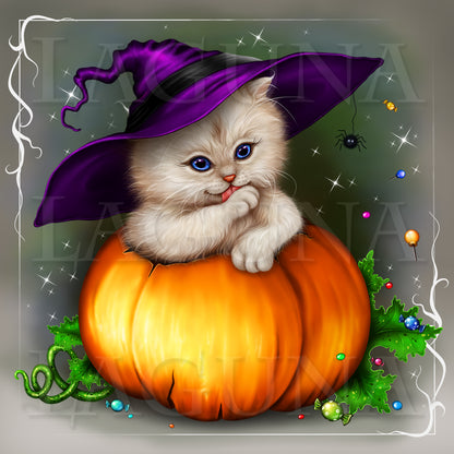 Halloween Kitty in Pumpkin