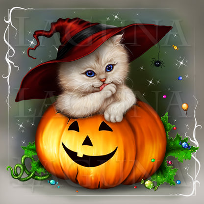 Halloween Kitty in Pumpkin