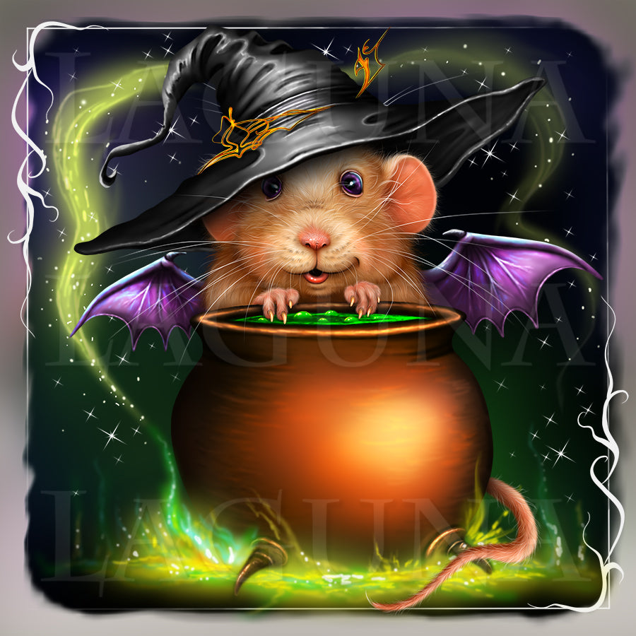 Halloween Mouse and Cauldron