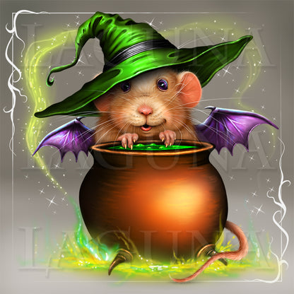 Halloween Mouse and Cauldron