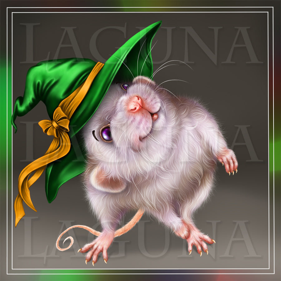 Halloween Mouse Flying a Broom