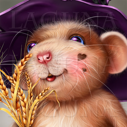 Halloween Mouse with Bunch of Wheat