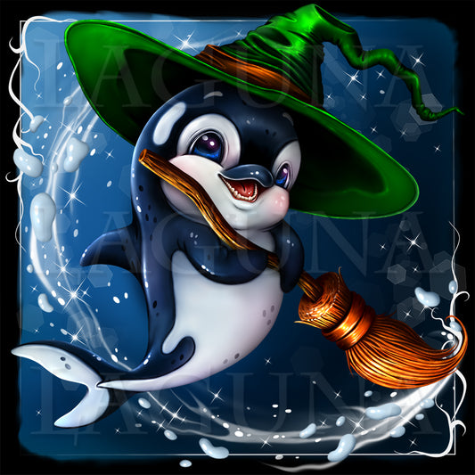 Halloween Orca with Broom