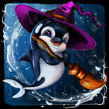 Halloween Orca with Broom