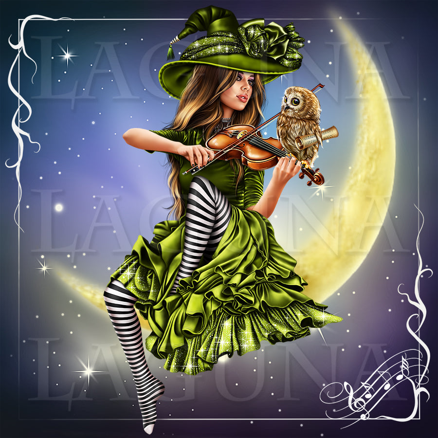 Halloween Orchestra (Girl with Violin and Owl)