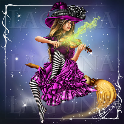 Halloween Orchestra (Girl with Violin and Owl)