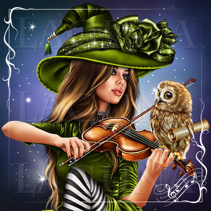 Halloween Orchestra (Girl with Violin and Owl)