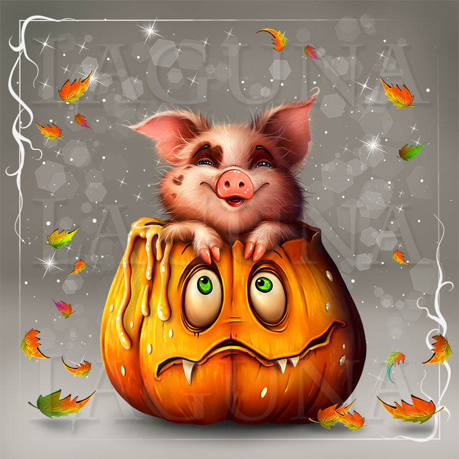 Halloween Piggy in Pumpkin
