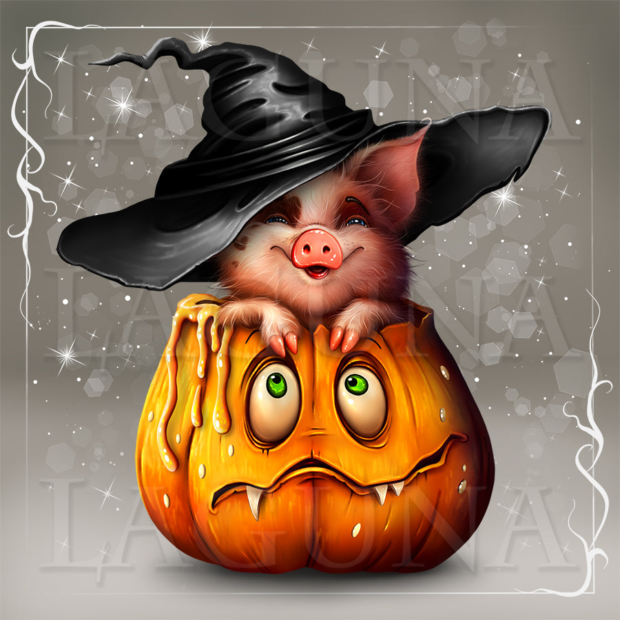 Halloween Piggy in Pumpkin