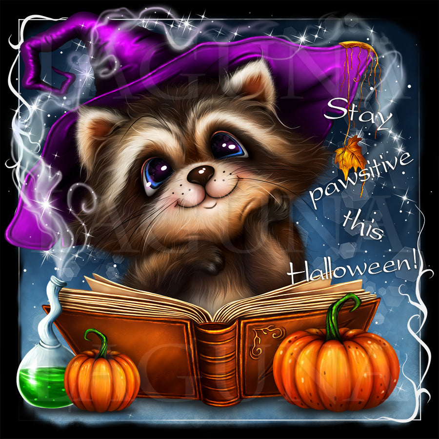 Halloween Raccoon with Book