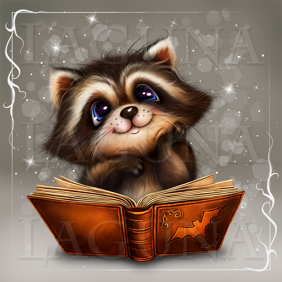 Halloween Raccoon with Book