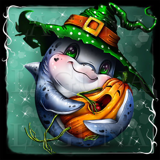 Halloween Shark with Baby Pumpkin