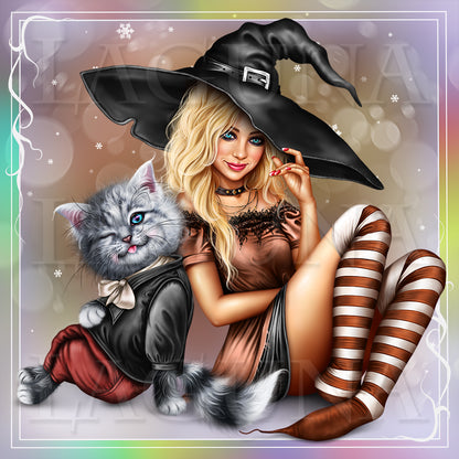 Halloween Witch (Christmas Elf) and Kitty