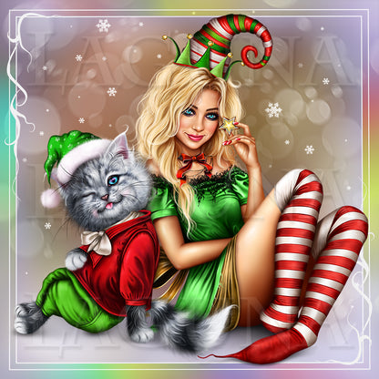 Halloween Witch (Christmas Elf) and Kitty