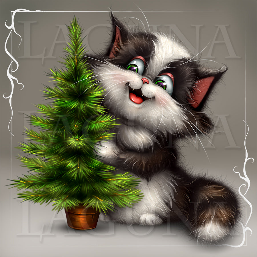 Kitty and Christmas Tree