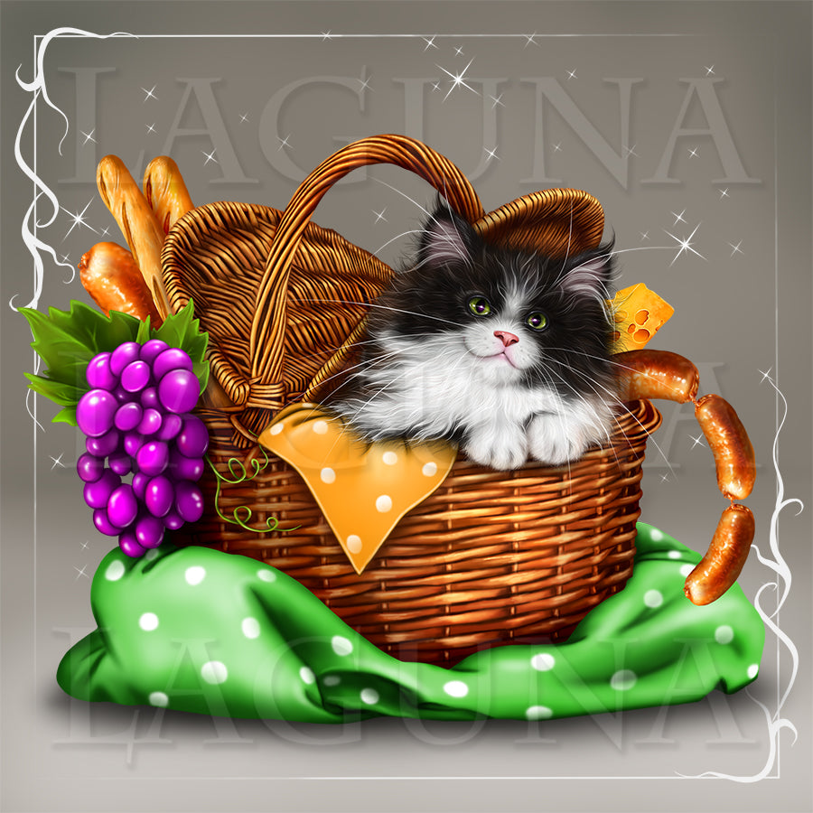 Kitty in Picnic Basket