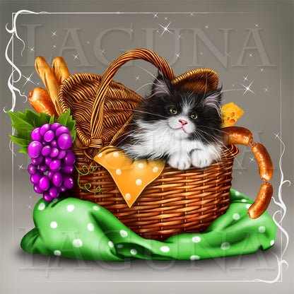 Kitty in Picnic Basket