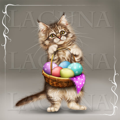 Kitty with Easter Basket