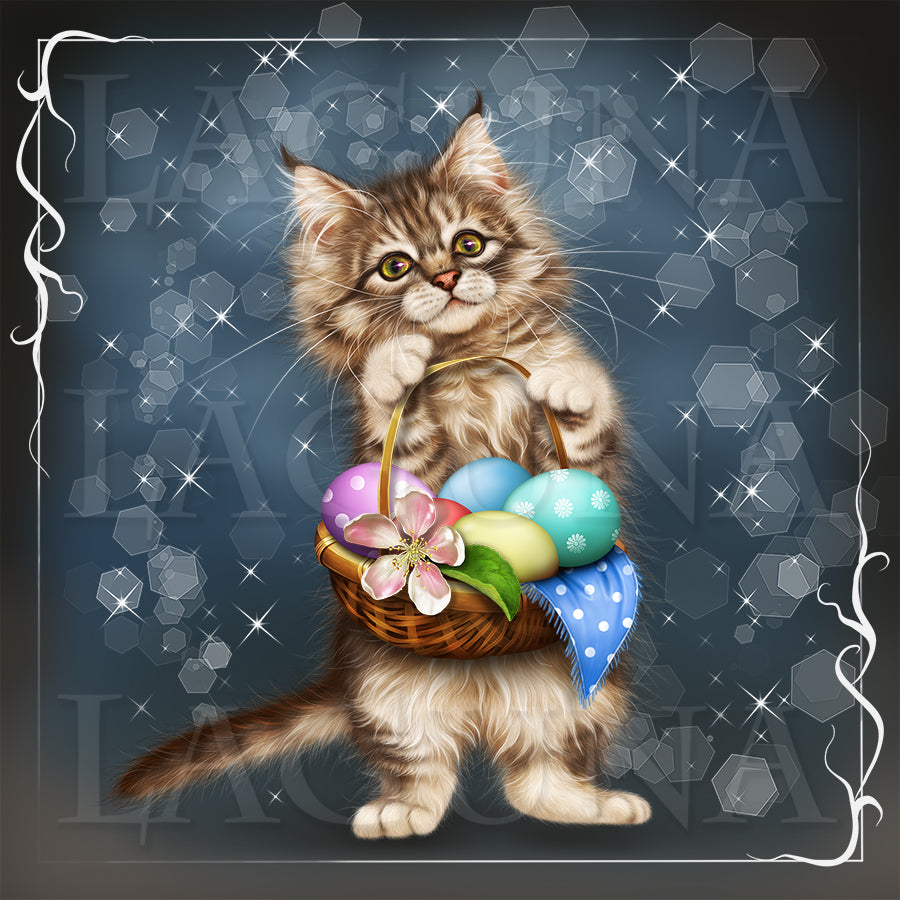 Kitty with Easter Basket