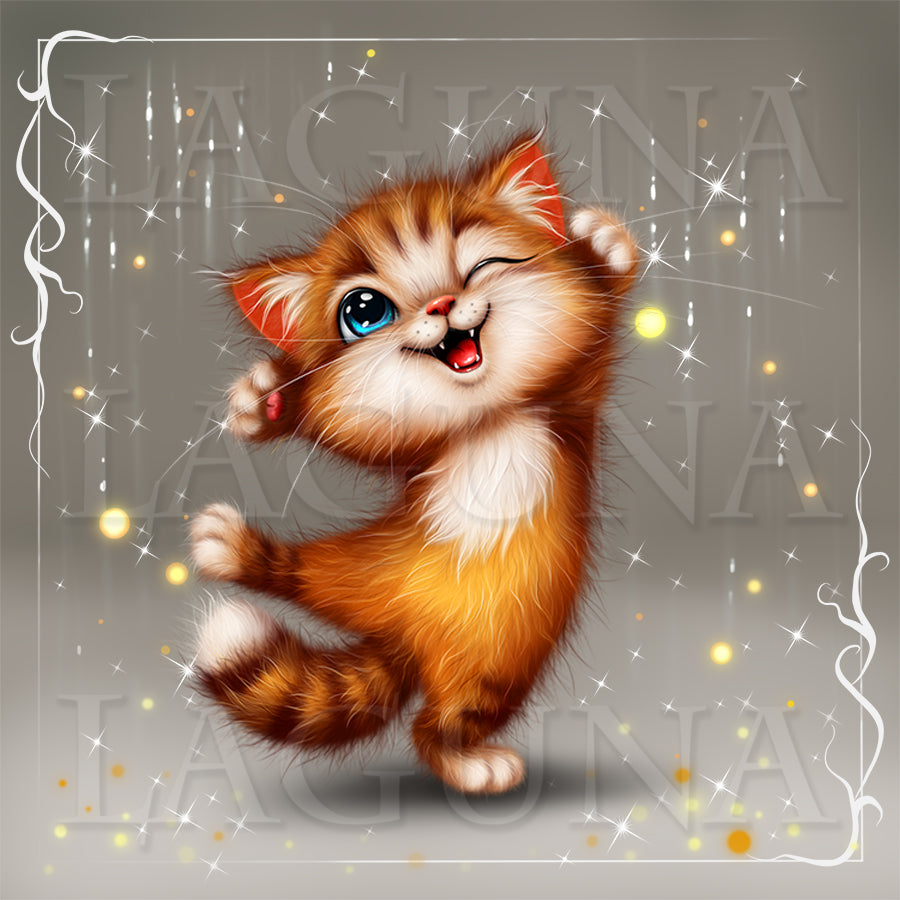 Cute ginger cartoon kitty.