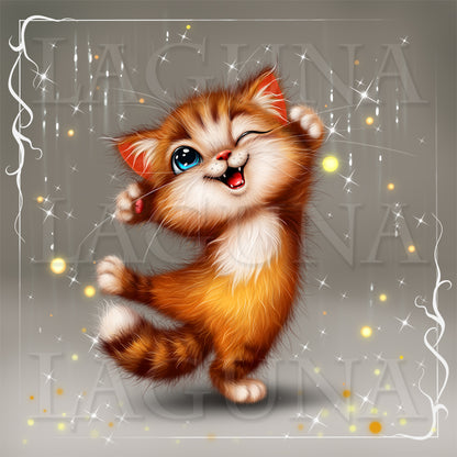 Cute ginger cartoon kitty.