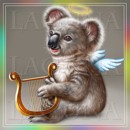 Koala Cupid with Harp