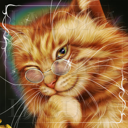Leprechaun Cat, Pot with Gold and Mouse