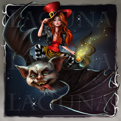 Leprechaun Girl Riding a Bat