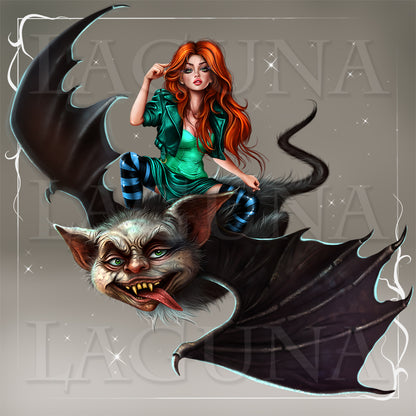 Leprechaun Girl Riding a Bat