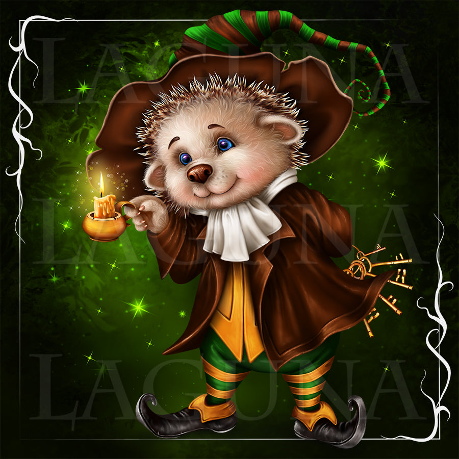 Leprechaun Hedgehog with Candle