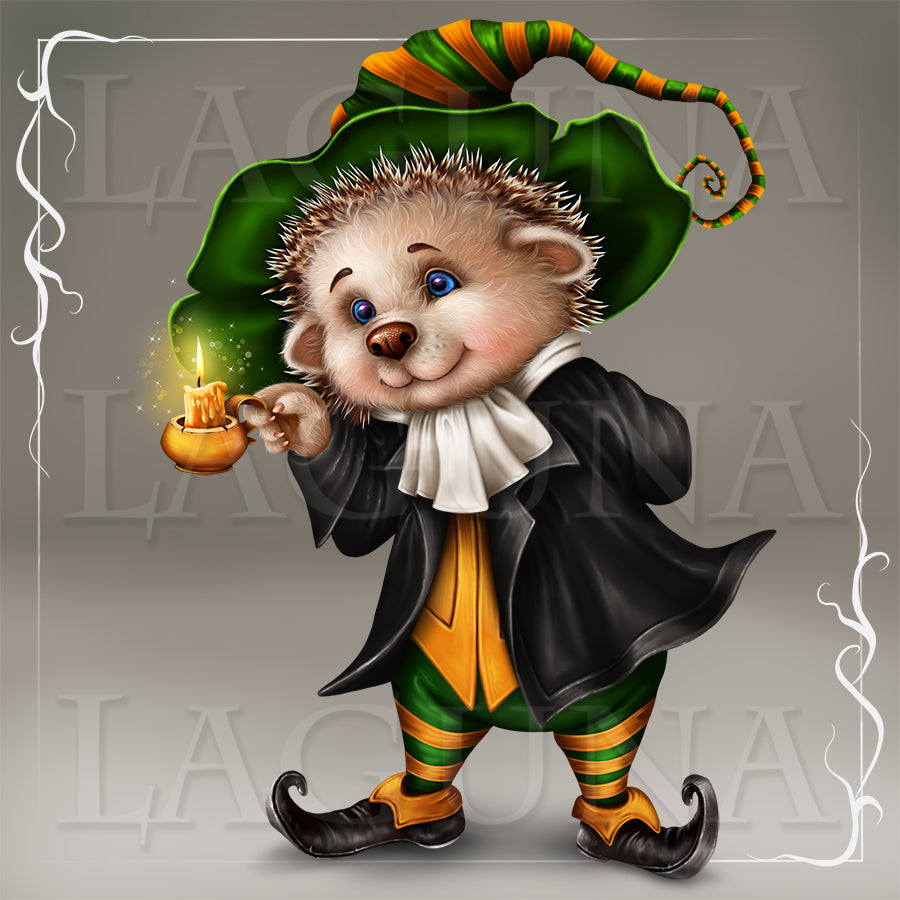 Leprechaun Hedgehog with Candle