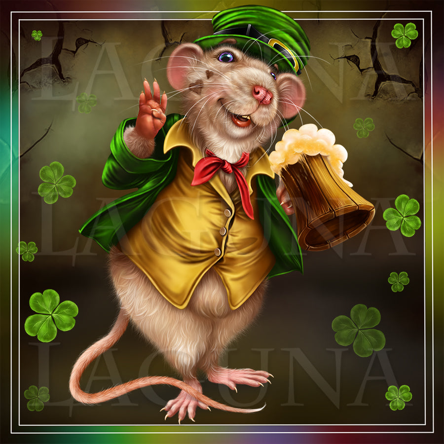 Leprechaun Mouse with Mug of Beer