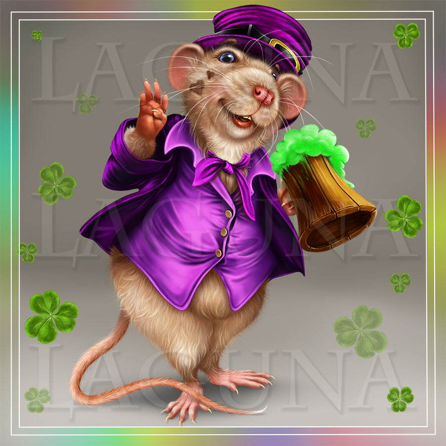 Leprechaun Mouse with Mug of Beer